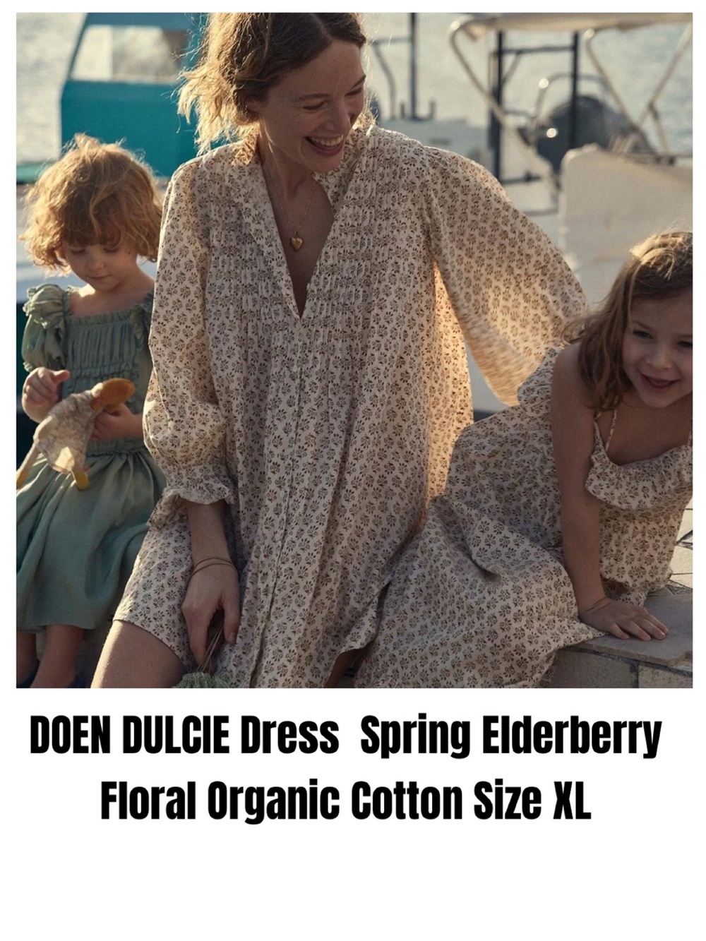 DOEN DULCIE Dress  Spring Elderberry Floral Organic Cotton Size XL